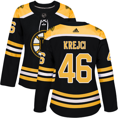 Adidas Bruins #46 David Krejci Black Home Authentic Women's Stitched NHL Jersey - Click Image to Close